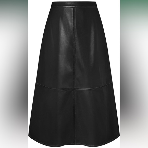 NWT Faux Leather Skirts High Waist A Line Skirt, Fall Winter Midi Skirt - Picture 4 of 9